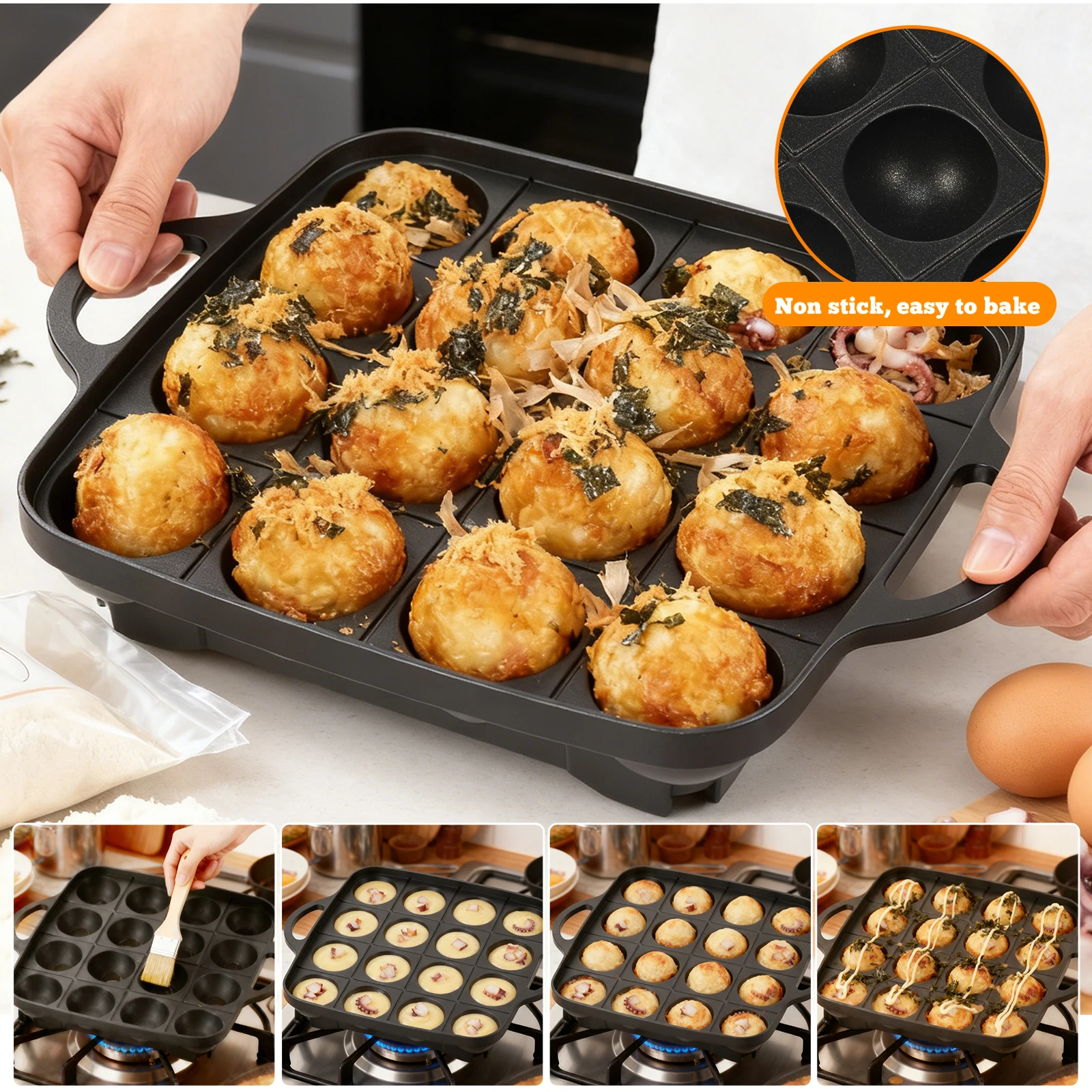 16 Holes Takoyaki Pan Cast Alu - Takoyaki Grill Plate 评论和价格