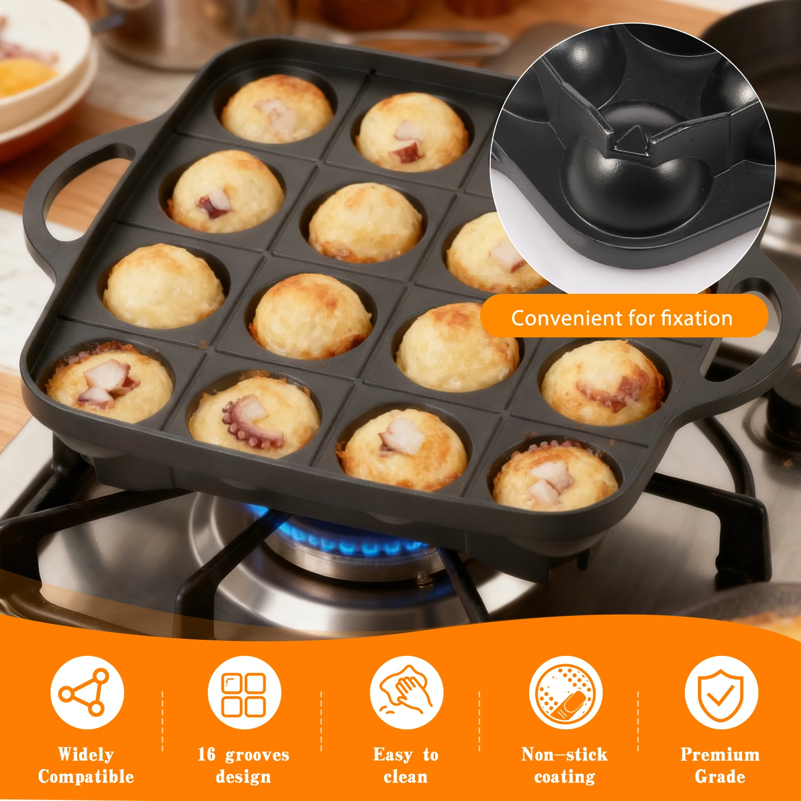 16 Holes Takoyaki Pan Cast Alu - Takoyaki Grill Plate 评论和价格