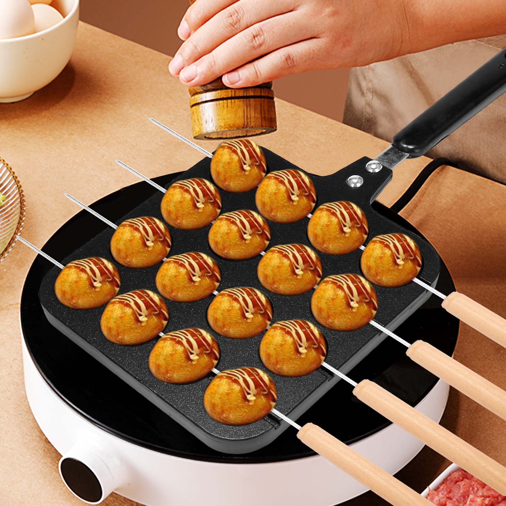F-T 16 Holes Aluminum Takoyaki - Takoyaki Grill Plate 评论和价格